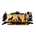 Decoratiune de perete, Wolves, 50% lemn/50% metal, Dimensiune: 88 x 39 x 3 cm, Negru