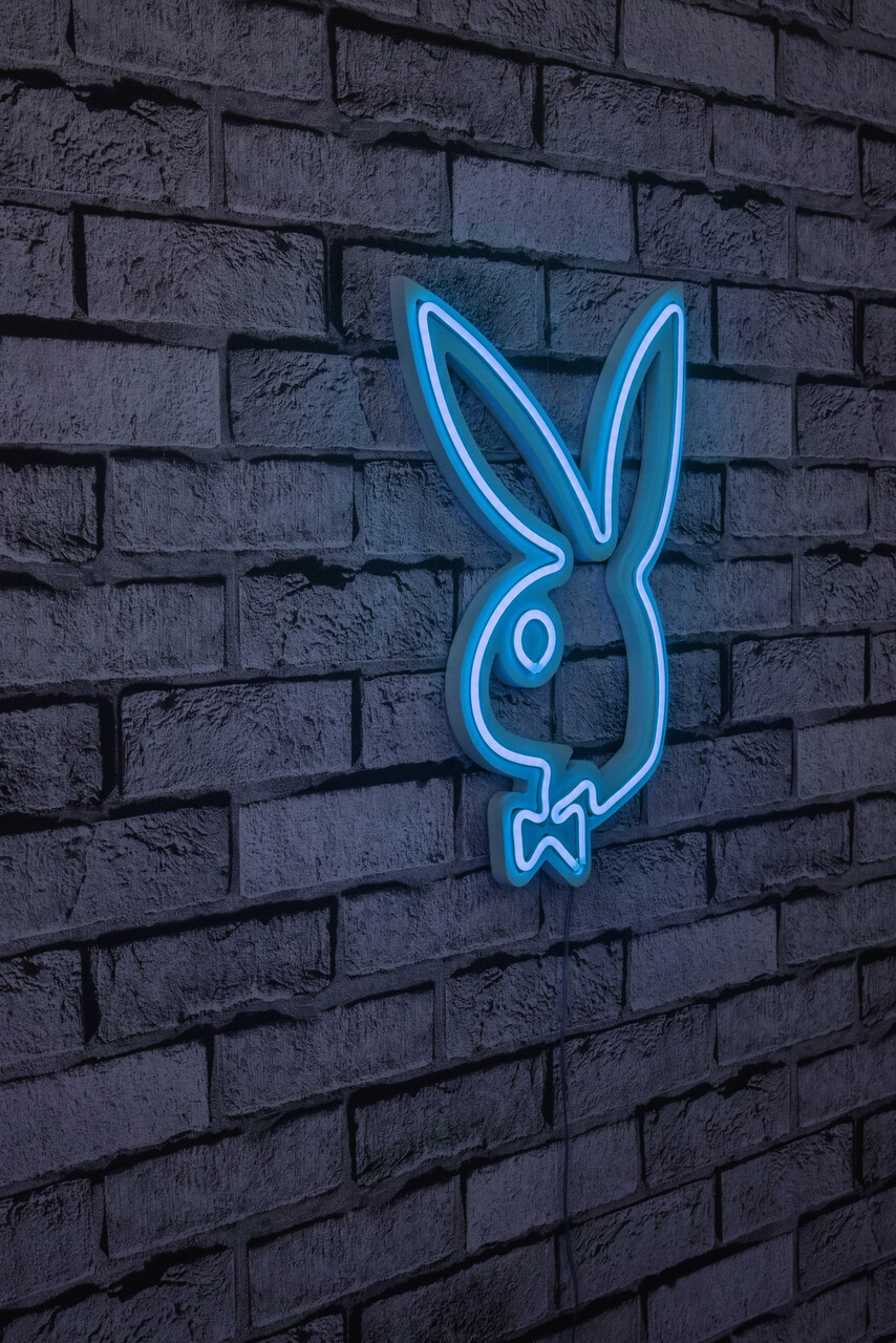 Decoratiune luminoasa LED, Playboy, Benzi flexibile de neon, DC 12 V, Albastru