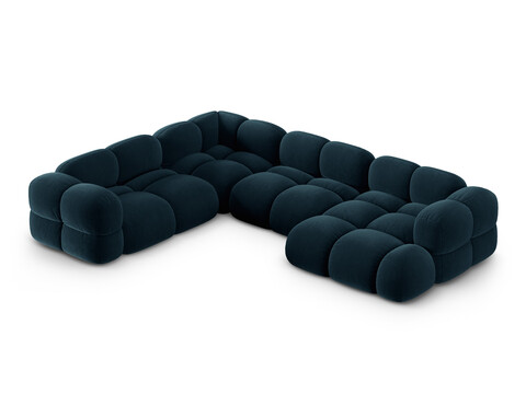 Coltar panoramic stanga 5 locuri, Loretto, Cosmopolitan Design, 345x250x68 cm, catifea, albastru petrol inchis