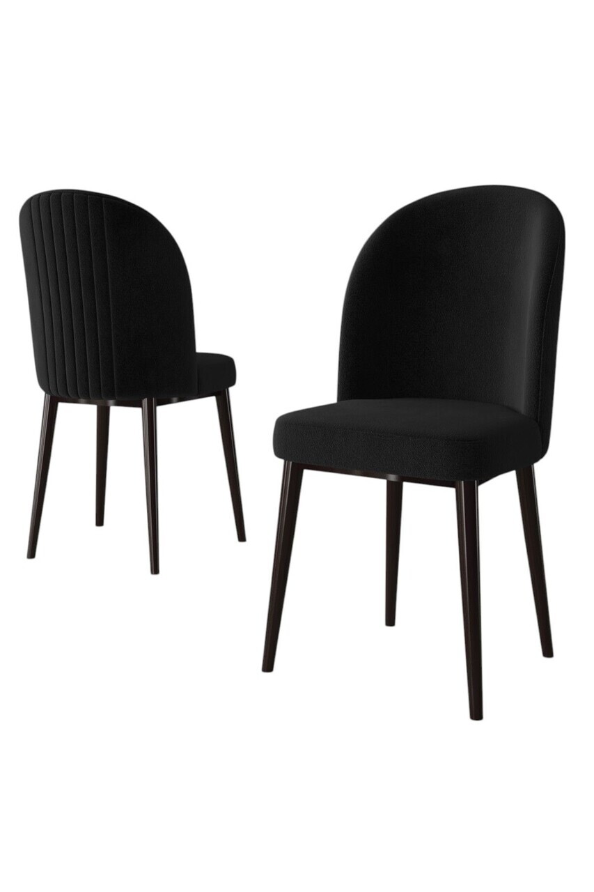 Set scaune 6 piese, Hanah Home, Aste, Negru/Maro — imaginea 2