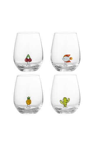 Set 4 pahare, Bloomingville, Misa , 9x12 cm, 560 ml, sticla, transparent