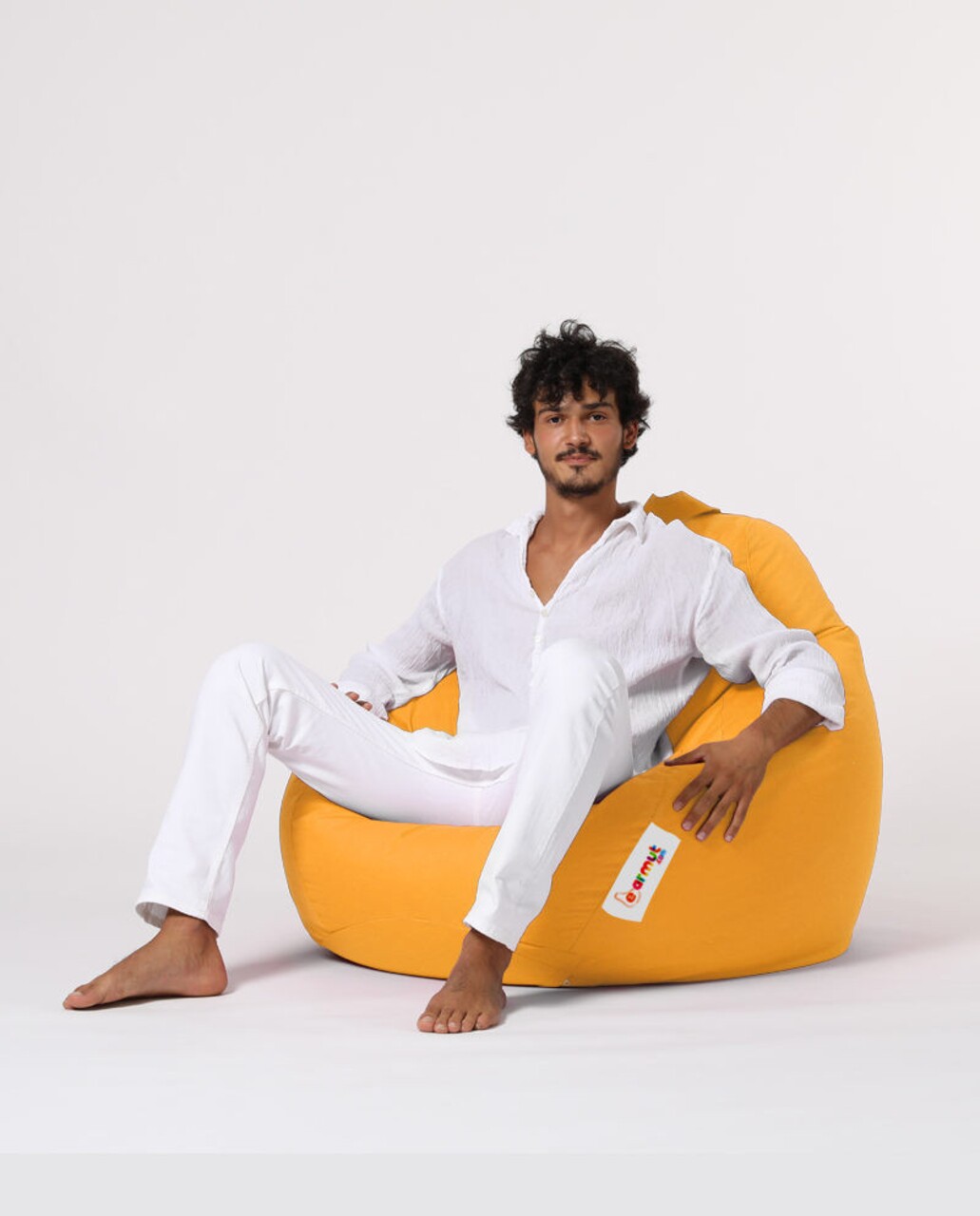 Fotoliu Puf, Bean Bag, Ferndale Premium XXL, 115 X 130 Cm, Poliester Impermeabil, Galben