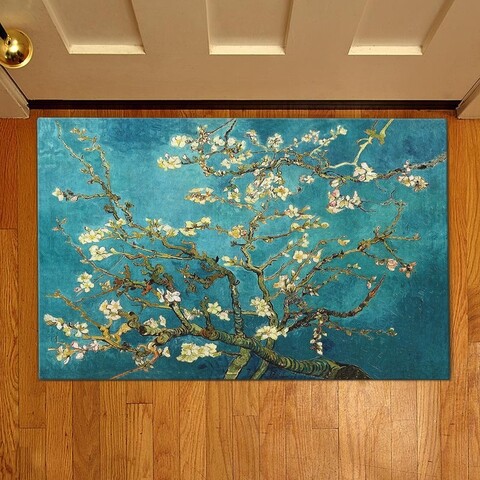 Covoras de intrare Flower tree, Casberg, 38×58 cm, poliester, albastru/alb Casberg