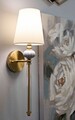 Aplica de perete Warsaw, Mauro Ferretti, 1 x E14, 20W, 17x22x57 cm, fier/sticla, auriu/alb
