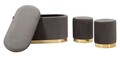 Set bancheta si 2 taburete Shopy, Mauro Ferretti, 80x37x42 cm, 29x35 cm, fier/MDf/poliester, gri/auriu