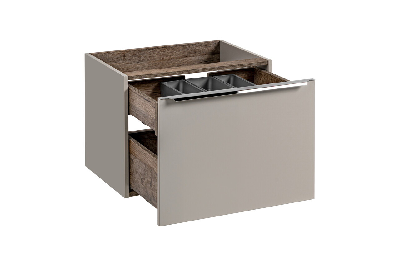 Set mobilier baie, dulap dublu si 2 lavoare, 120 cm, Santa Fe Taupe, Comad, MDF/PAL laminat, gri/stejar santa fe vintage — imaginea 14