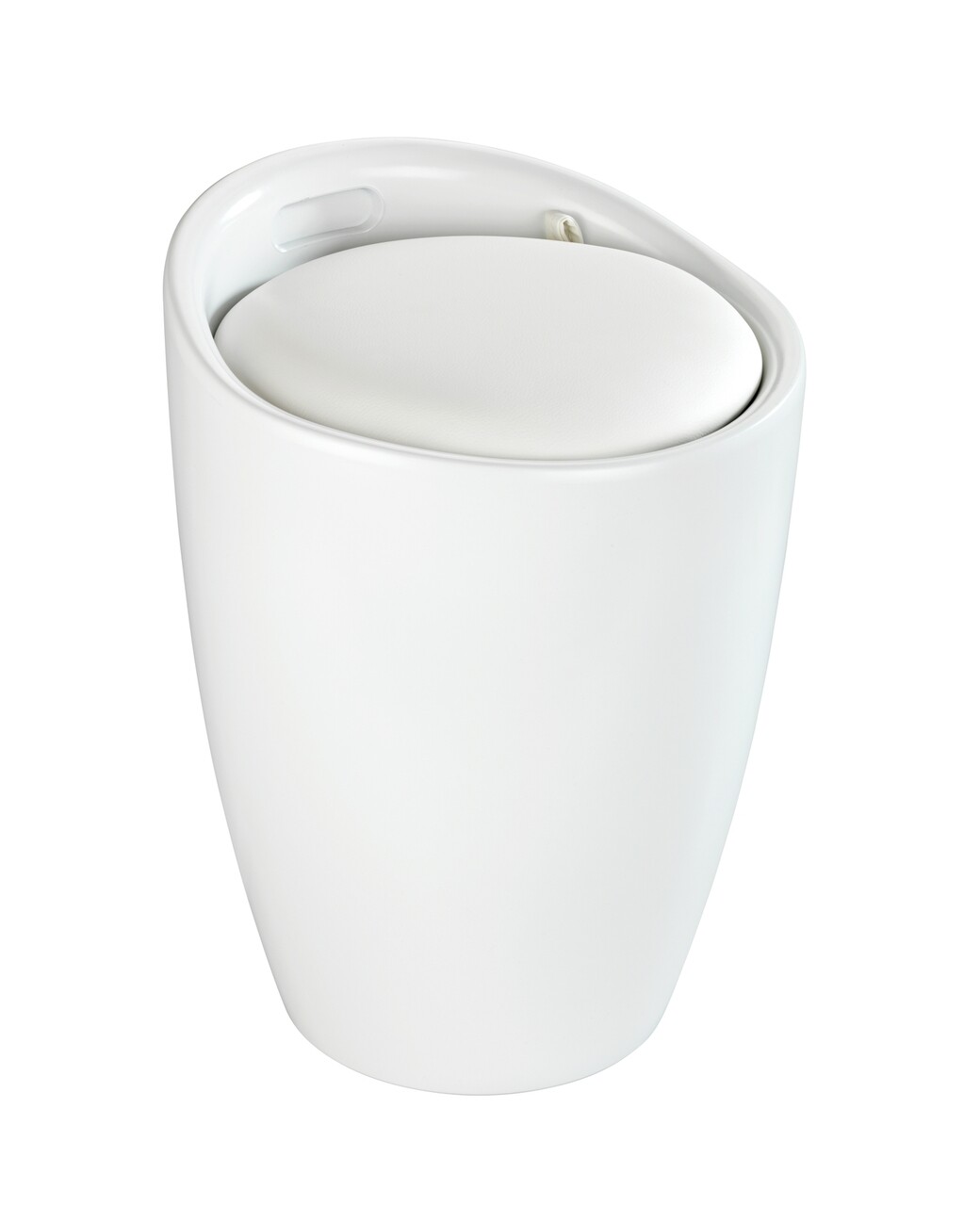 Taburet baie, Wenko, Candy White Matt, cos de rufe inclus, 36 x 50.5 x 36 cm, plastic/poliester, alb mat - 1 | YEO