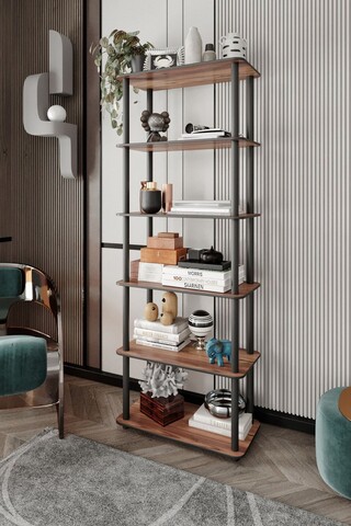 Corp biblioteca, Poter, Bookcase 6 Rect, 60x173x30 cm, MDF , Maro