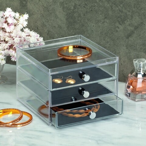 Organizator pentru cosmetice idesign, 3 compartimente, 16.5x18x12.5 cm
