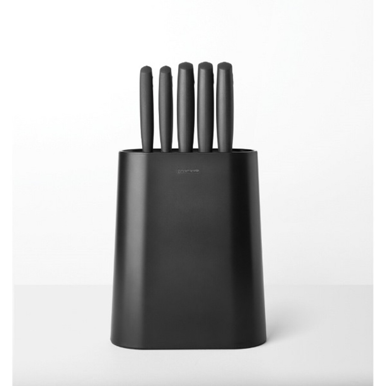Set 5 cutite cu suport, Brabantia, Tasty+, 18.9x8.9x33.5 cm, plastic/otel, gri inchis