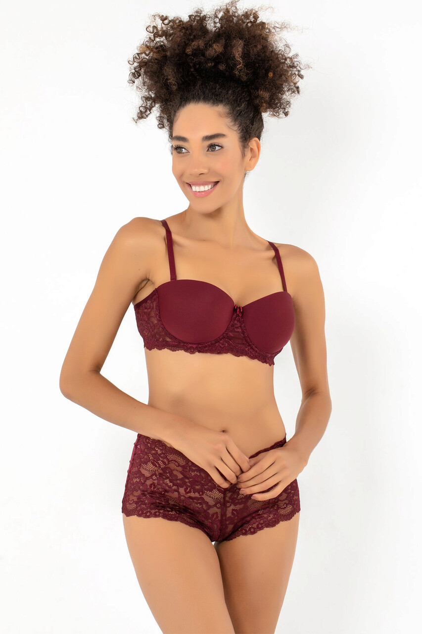 Set lenjerie intima sutien si chiloti, 999MRE1604 - 90, Miorre, Rosu claret - view 4