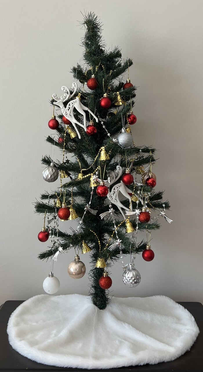 Covoras pentru brad Pelush Christmas 50x50 cm Poliester Ecru