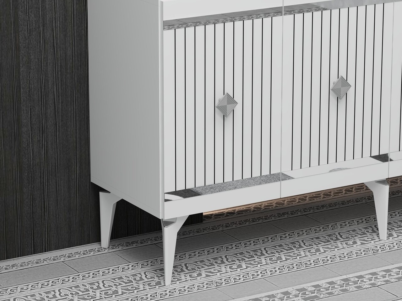 Consola, Hanah Home, Lenora, 150x79x40 cm, PAL , Alb / Argintiu - view 4