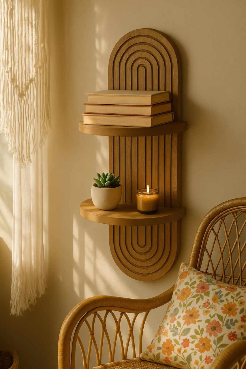 Raft de perete, Hanah Home, Artmtkwll2, 20x70x13 cm, Wenge - view 4