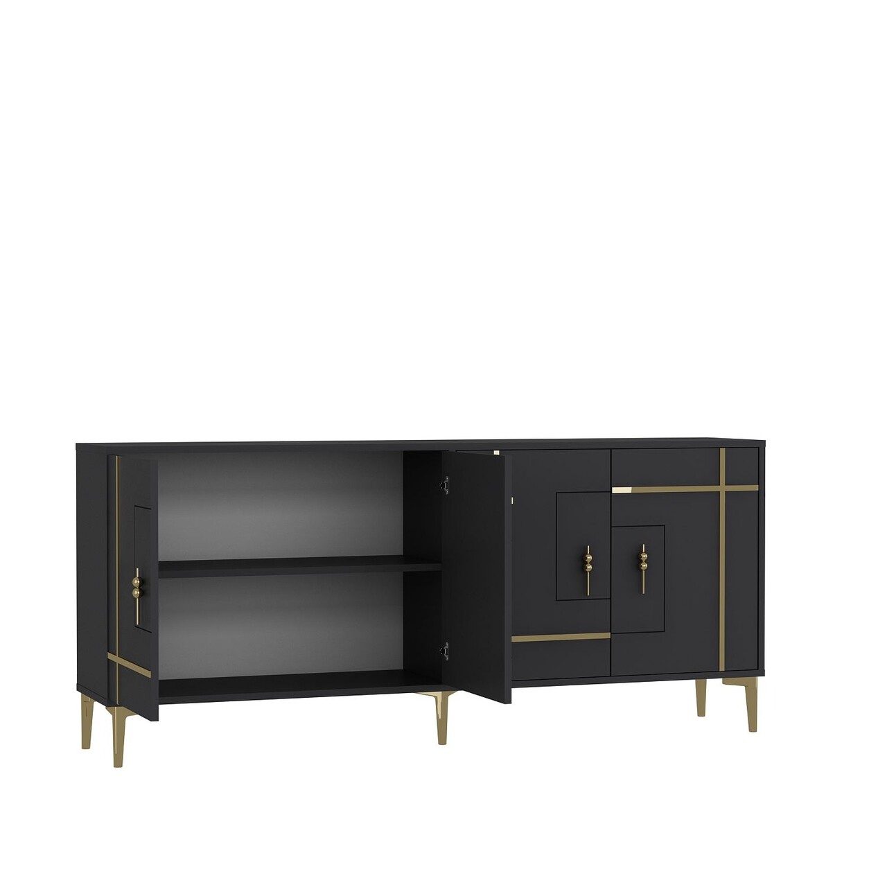Consola, Hanah Home, Simge, 180x78.6x35 cm, PAL , Antracit / Aur - view 6