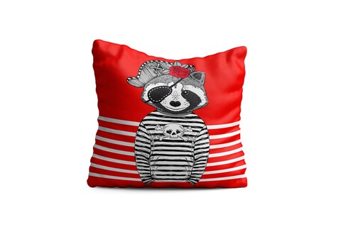 Perna decorativa Raccoon Pirate, Oyo Kids, 43x43 cm, poliester, multicolor