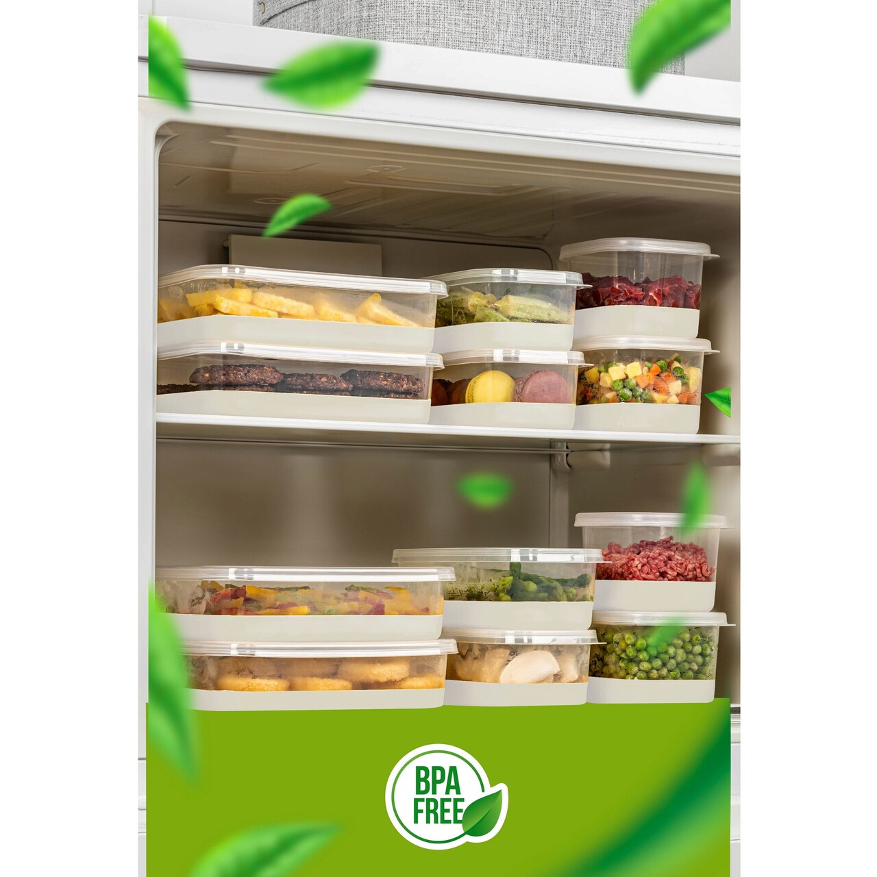Set organizatoare frigider, Hermia, 964FRM3434, Dimensiune: 10,5 x 21,5 x 6,5 cm / 1000 ml (4 bucăți) , Gri - imagine 2