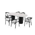 Masa, Nmobb, LI, 200x77x100 cm, 100% MDF VOPSIT/LACUIT, Alb/Negru