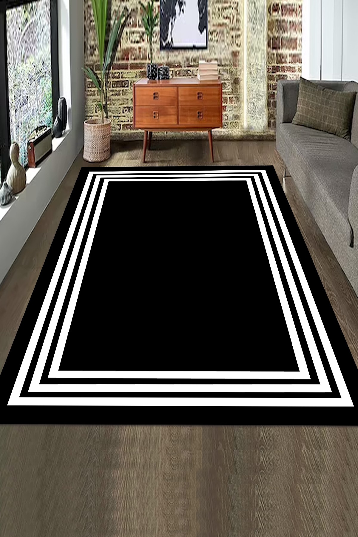 Covor, CLR-0000671-009, 100x200 cm, Poliester, Negru
