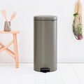 Cos de gunoi cu pedala, Brabantia, NewIcon Platinum, 30 L, 38x29.3x67.9 cm, otel, gri inchis