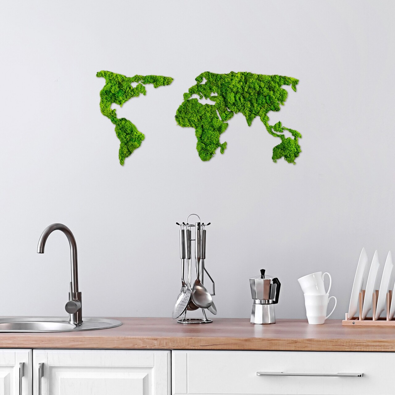 Decoratiune de perete, World Map, Dimensiuni: 70 x 32 cm, Verde - view 3
