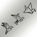 Decoratiune de perete, Origami, metal, 100 x 31 cm, negru