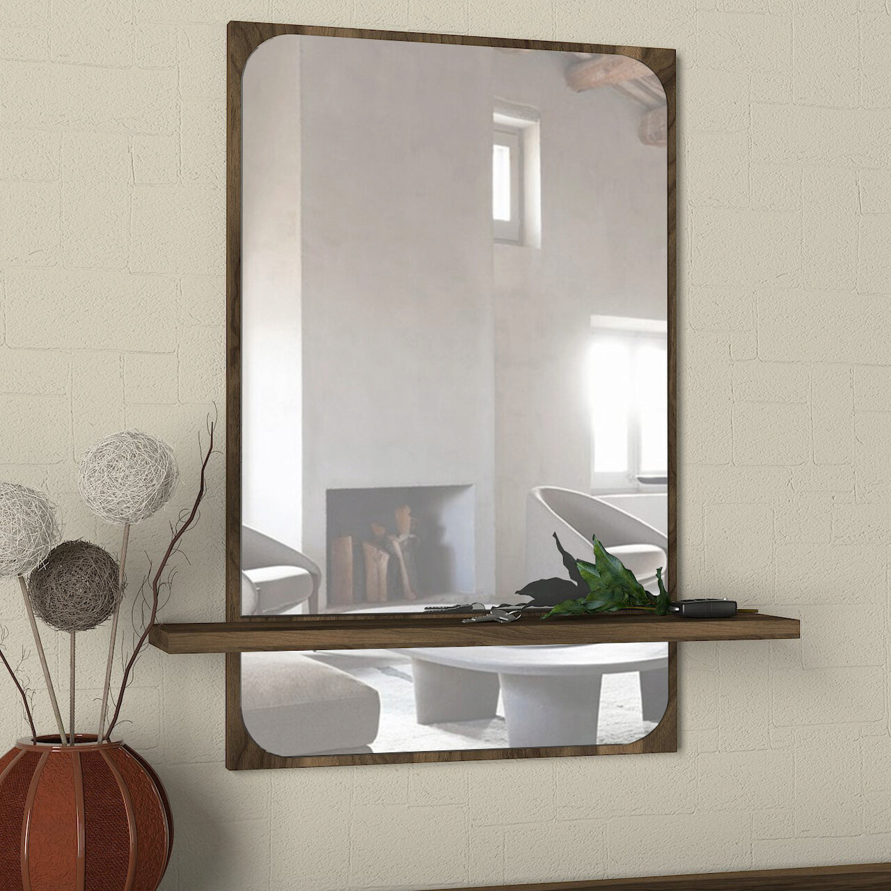 Oglinda Decorativa, Tera Home, Ekol, 45x70x12 Cm, PAL, Maro