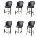 Set scaune de bar 6 piese, Charlotte, Uras, Metal, Antracit / Negru