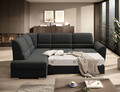 Coltar extensibil stanga 3 locuri ELTAP, LT-04FL, Siber, 270x186x93 cm, lemn/poliester, gri inchis