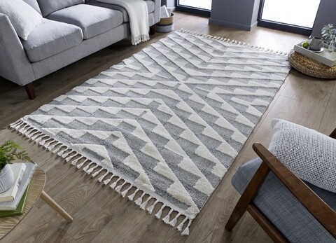 Covor ARIA HAMPTON, 80×150 cm, 100% polipropilena, Gri/Crem Covoare