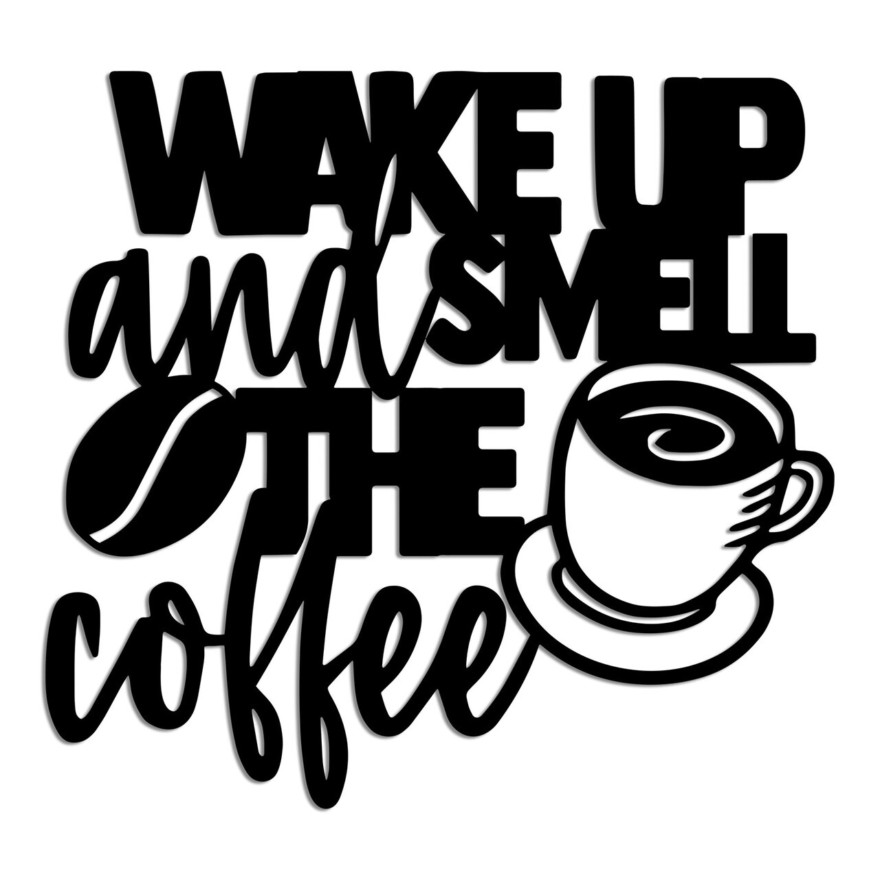Decoratiune de perete, Wake up Coffee, Dimensiuni: 52 x 48 cm , Negru — imaginea 5