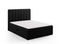 Pat continental cu saltea, topper si lada depozitare, 160x200 cm, Micadoni Home, Kelp-138, tesatura structurata chenille, negru