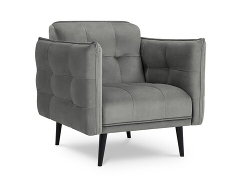 Fotoliu, Canna, Mazzini Sofas, 90x100x88 cm, catifea, gri deschis