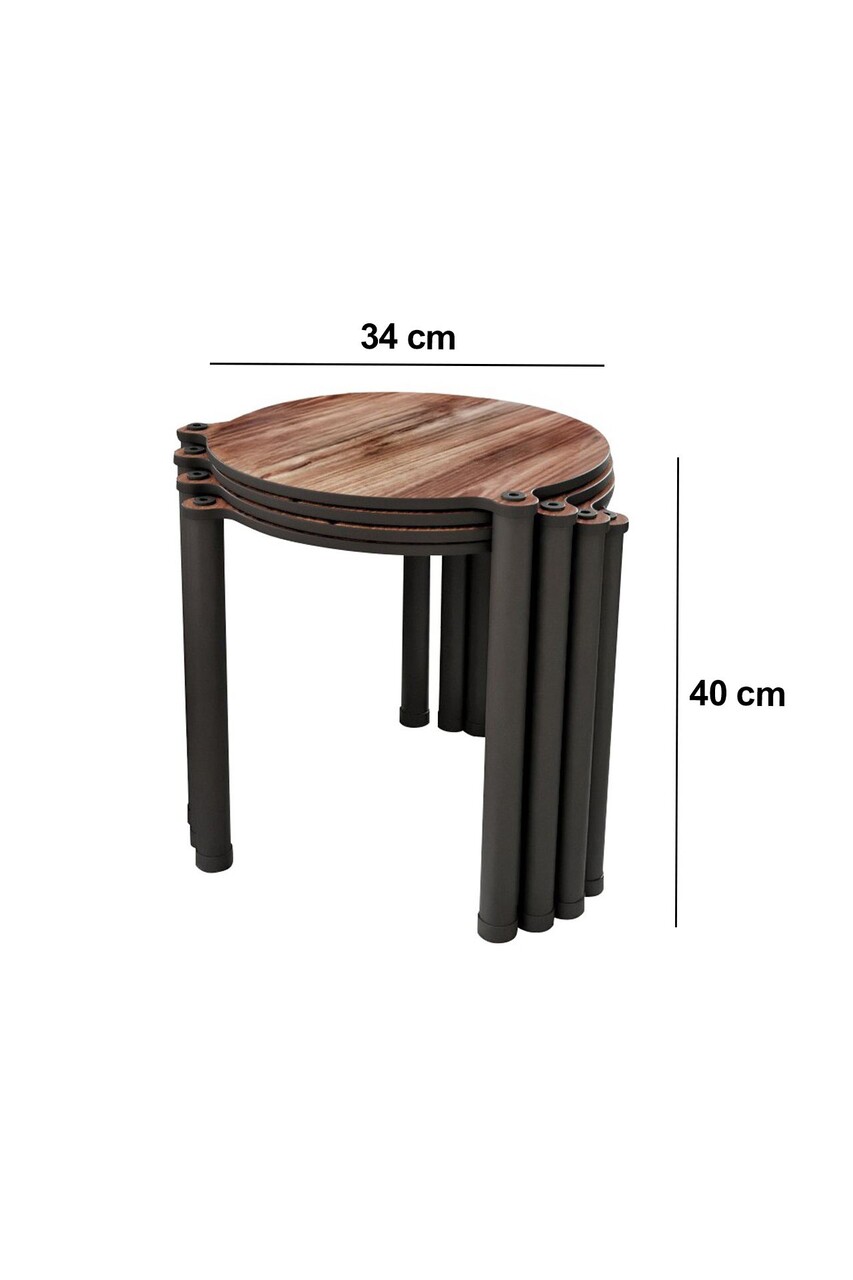 Set masute Nesting 4 piese, Poter, Lavia 4, MDF , Maro