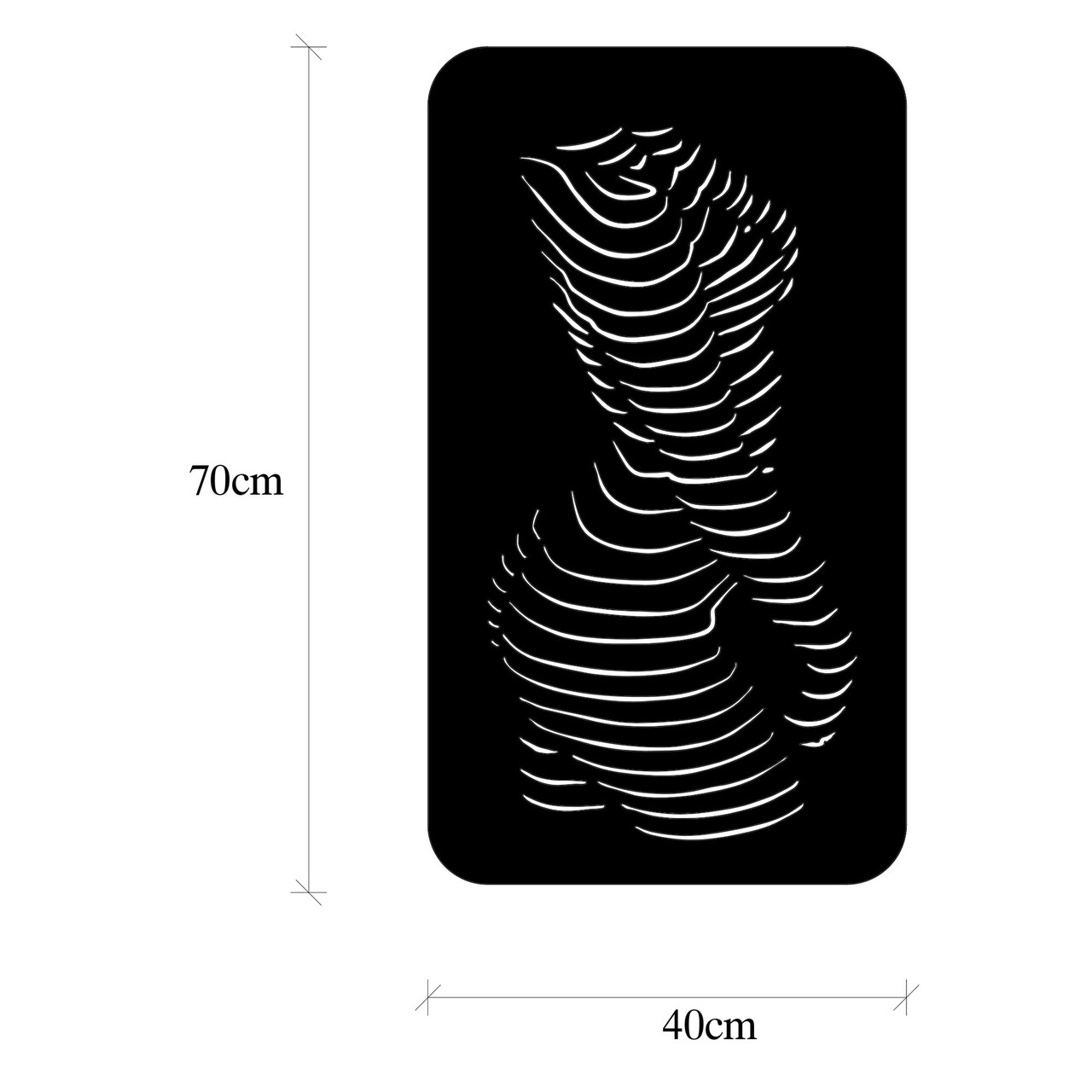 Decoratiune de perete, Body, Metal, Dimensiune: 68 x 1,5 x 66 cm, Negru