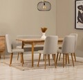 Set masă și scaune extensibile (6 bucăți), Vella, Vina, Pin Atlantic / Smântână