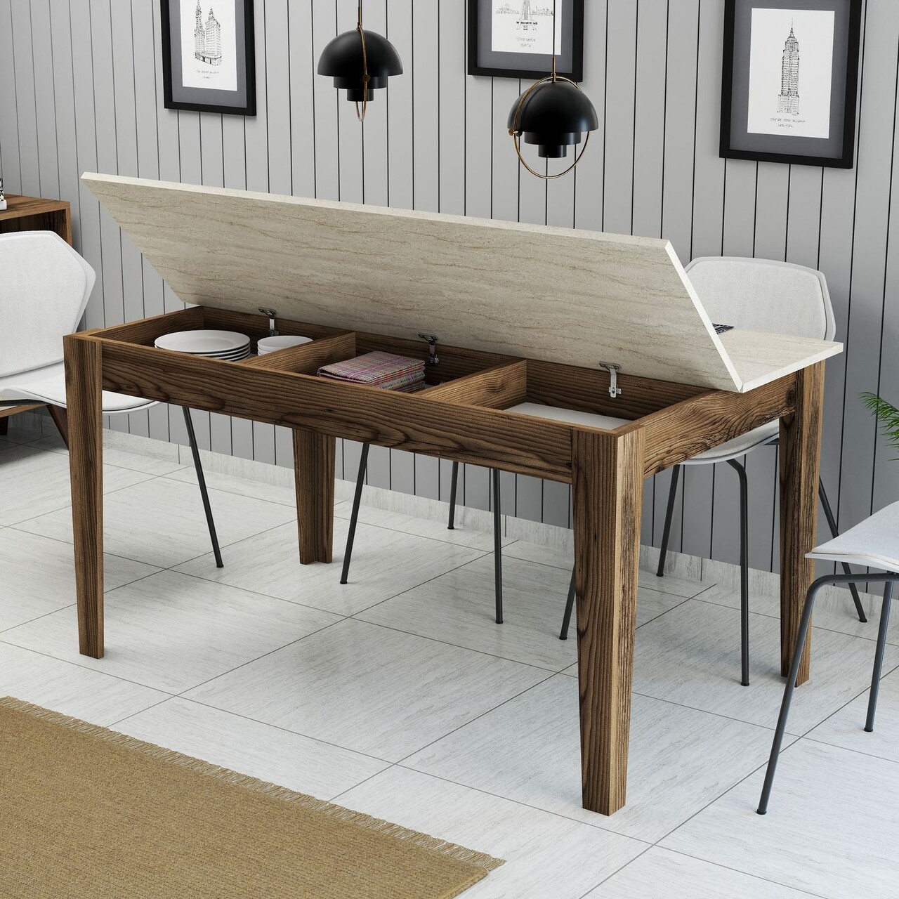 Masa, Hanah Home, Milan 898, PAL, Nuc / Travertin - imagine 3