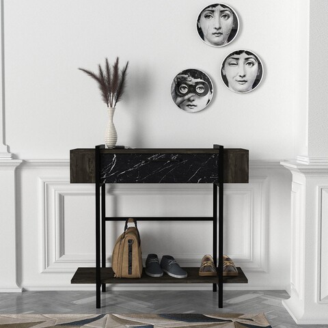 Consola, Tera Home, Lisbon, 90 x 82 x 29.6 cm, pal melaminat, negru 29.6