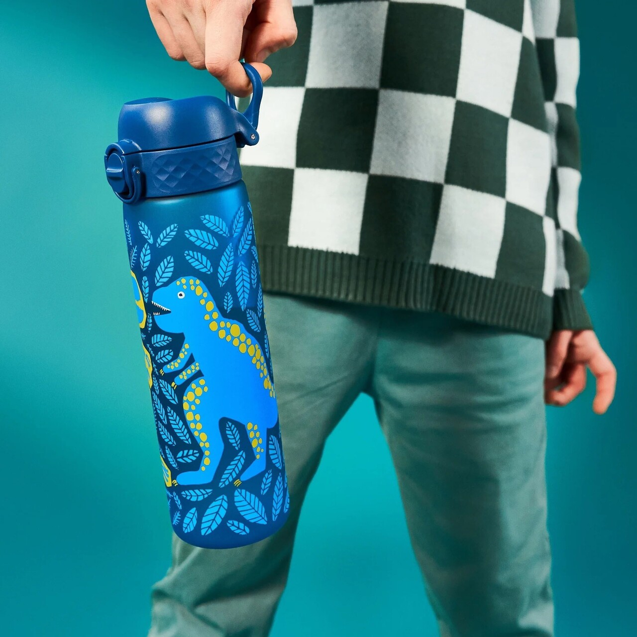 Sticla apa pentru copii Slim, recyclon, 500ml, Dinosaurs - Ion8 - imagine 7