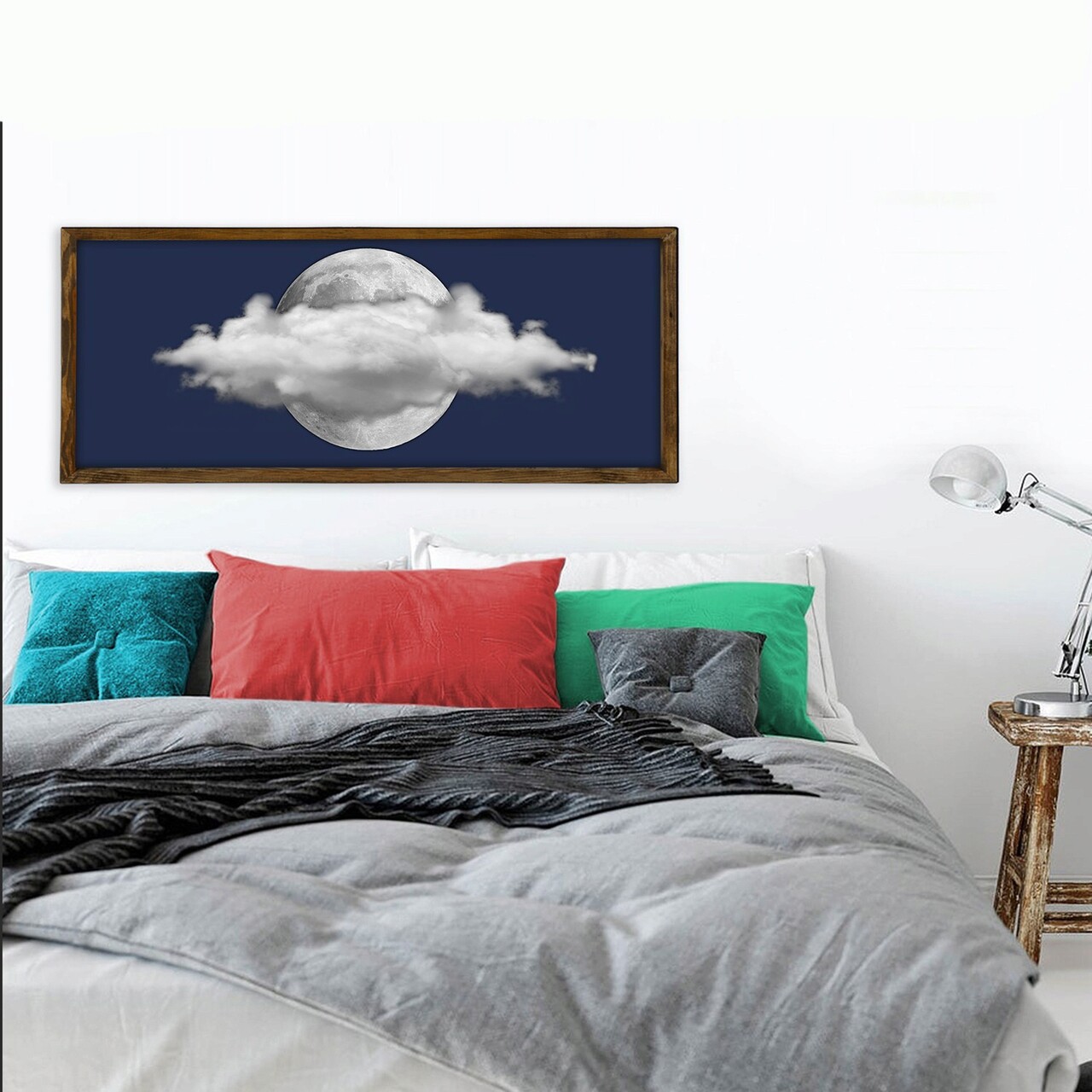 Tablou decorativ BUL011 MDF Imprimat UV Albastru / Alb / Nuc