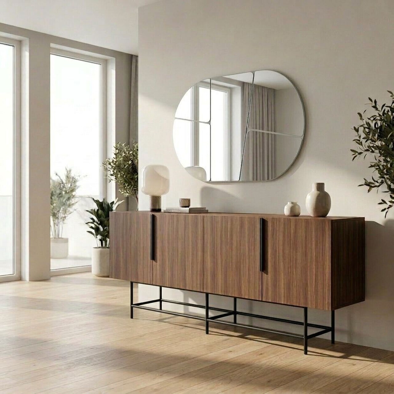 Consola, Hanah Home, Eldia, 200x77.9x40 cm, PAL, Nuc Milano / Negru — imaginea 2