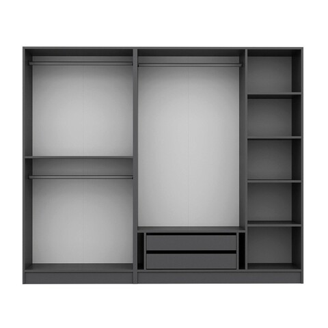 Dulap pentru haine, Minerva, Kale Plus, 225x210x52 cm, PAL, Antracit