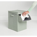 Cos de rufe stivuibil, Brabantia, Linn, 35 L, 37x32x44.5 cm, textil, verde