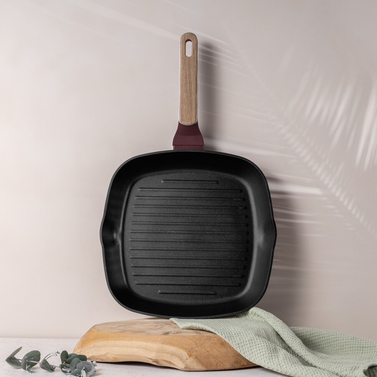 Tigaie grill Berlinger Haus, Leonardo Nordic, 28 cm, 2.1 L, aluminiu forjat, visiniu mat - imagine 5