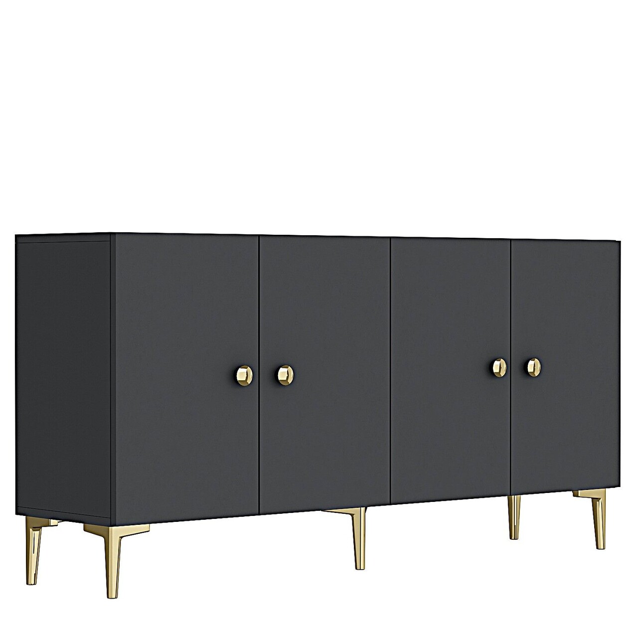 Consola, Hanah Home, Simple 150, 150x75x32 cm, Antracit / Aur - view 5