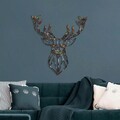 Decoratiune de perete, Deer, Metal, Latime: 60 cm / Inaltime: 65 cm, Multicolor