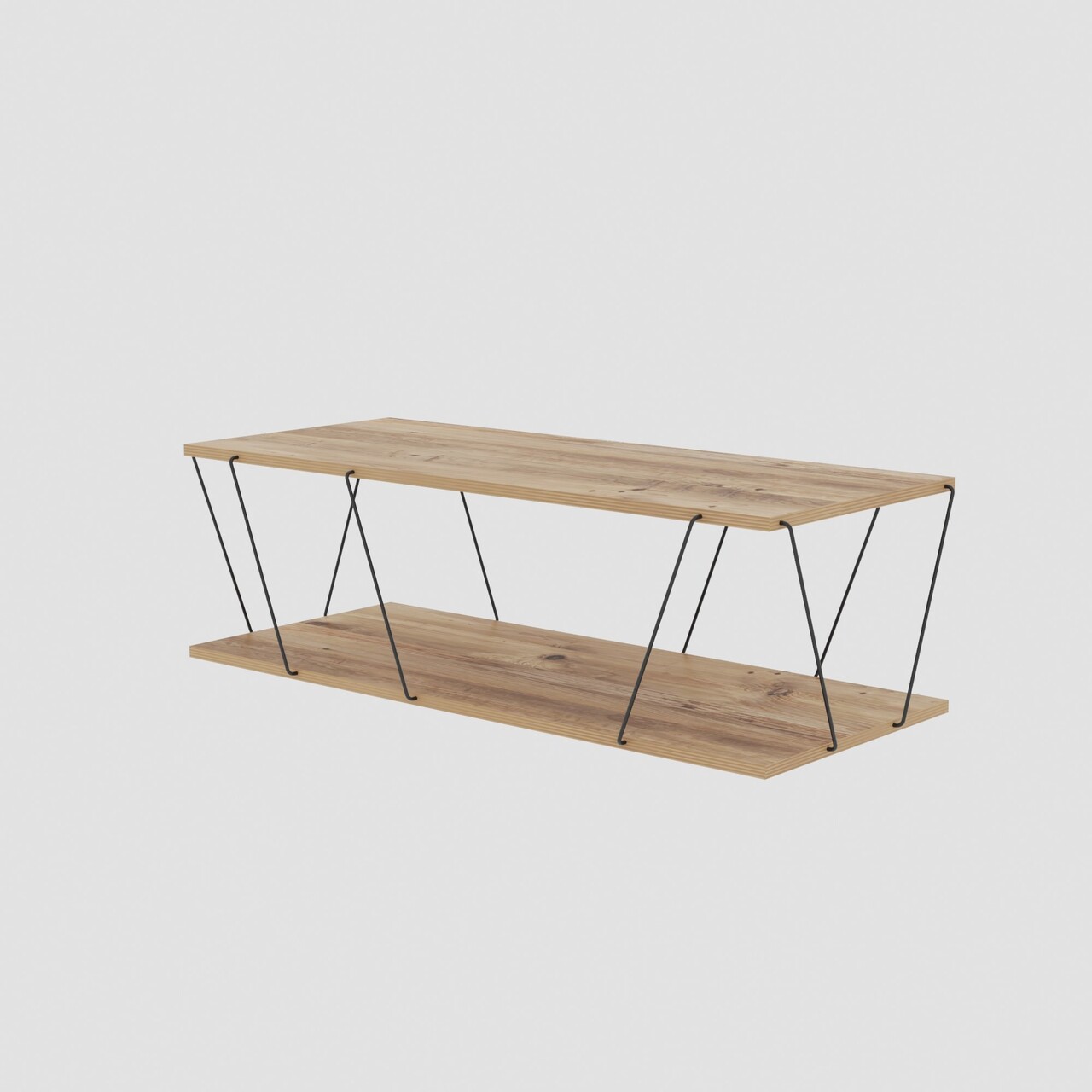 Set mobilier living, Hanah Home, Basak, Pin Atlantic / Negru - view 5