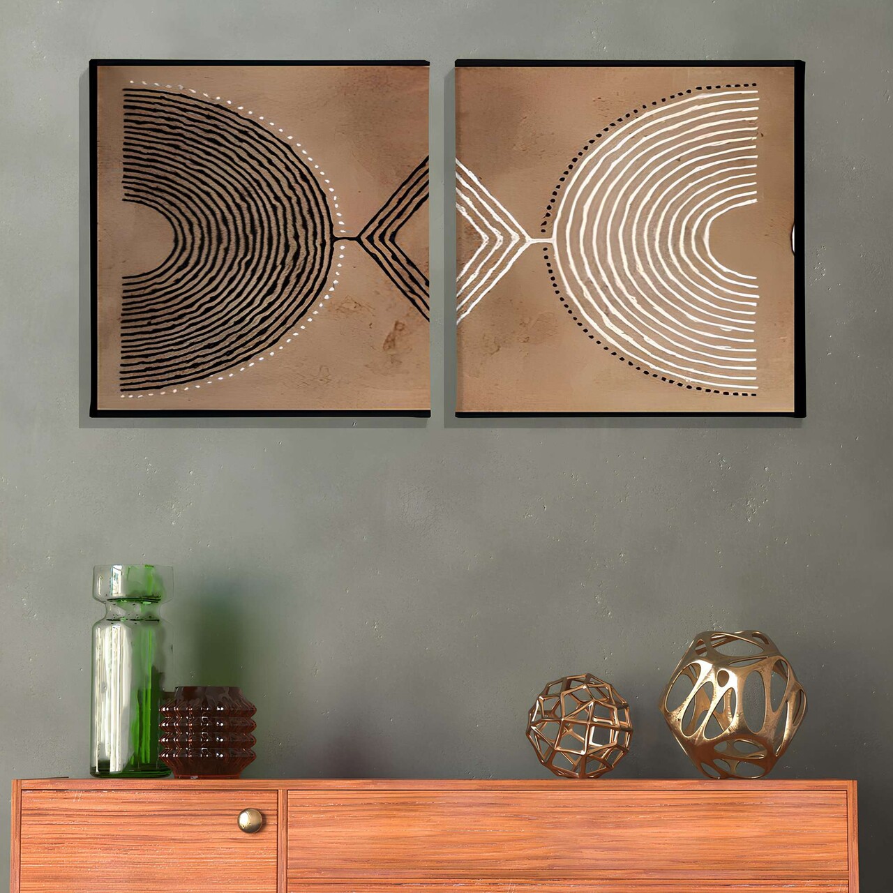 Set 2 tablouri decorative ASR_CNV2-9 50x50 Lemn Multicolor