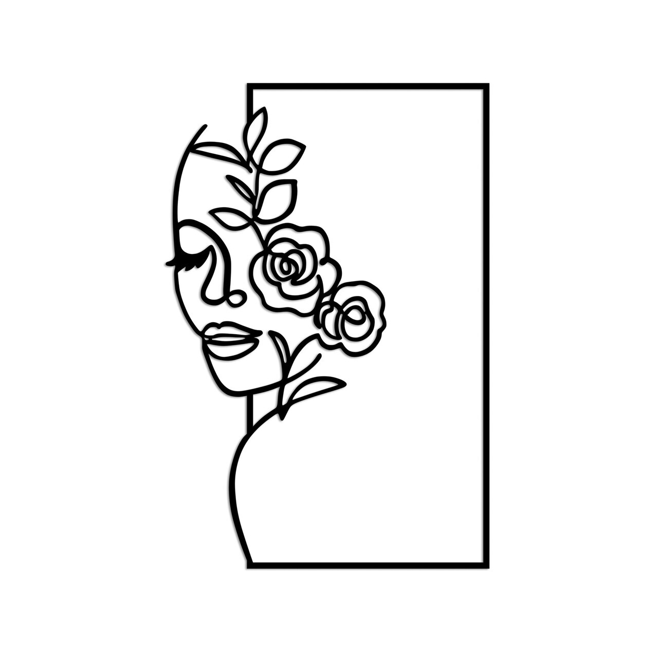 Decoratiune de perete, Flower Woman, Dimensiune: 50 x 33 cm, Negru — imaginea 5