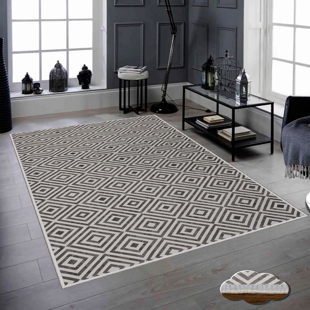 Covor, Wookece338, 50x80 cm, Bej / Gri